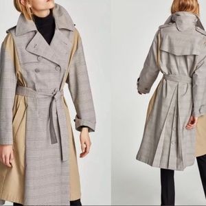 NWT Zara Woman Contrasting Fabric Trench C…